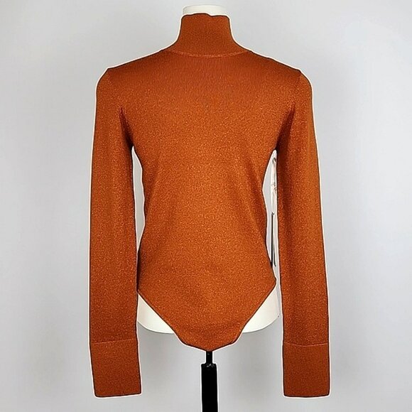 Athleta x Alicia Keys Women's Bodysuit Merino Wool Burnt Orange Gold Speck Sz M - Picture 4 of 15